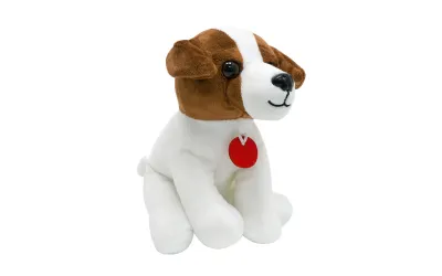 Plišani pas sjedeći bijelo-smeđi 18cm