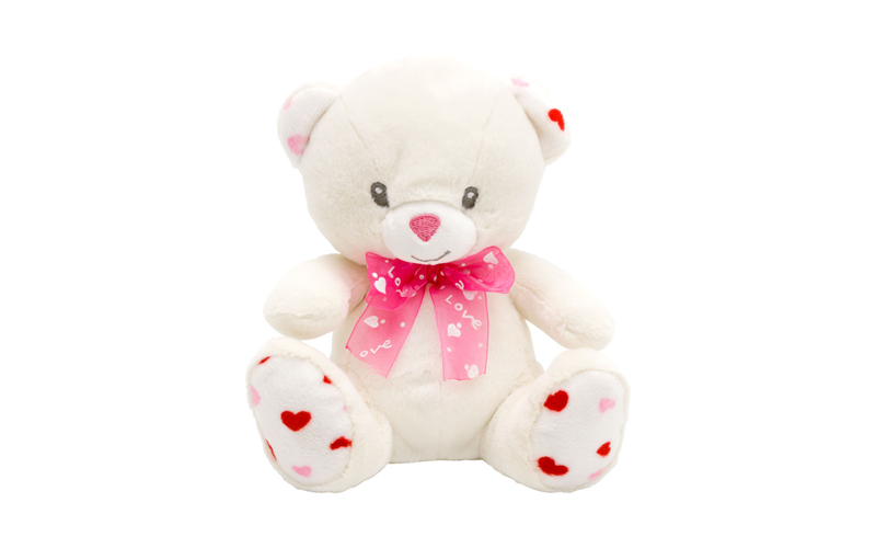 Plišani medo bijeli sa mašnom 18cm