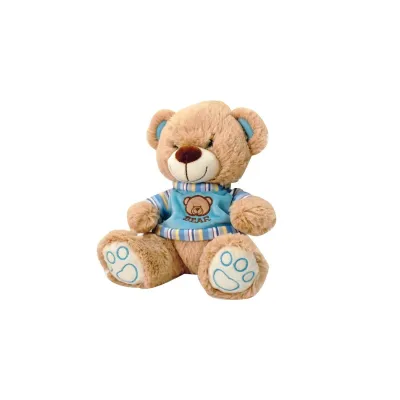 Plišani medvjed bijeli sjedeći sa mašnom 23cm