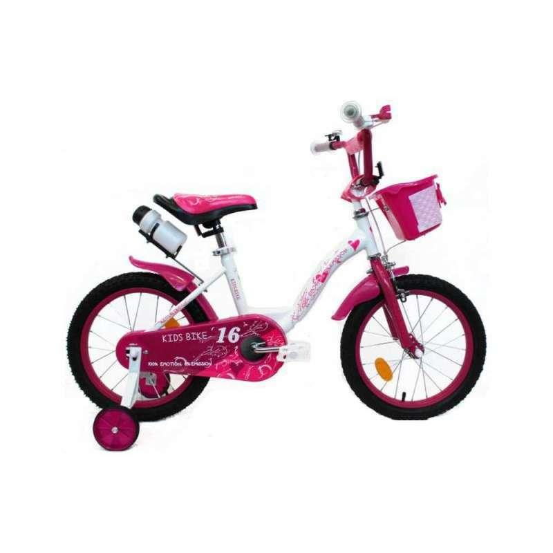 Dječji bicikl 16" - Djevojčice, roza-bijeli