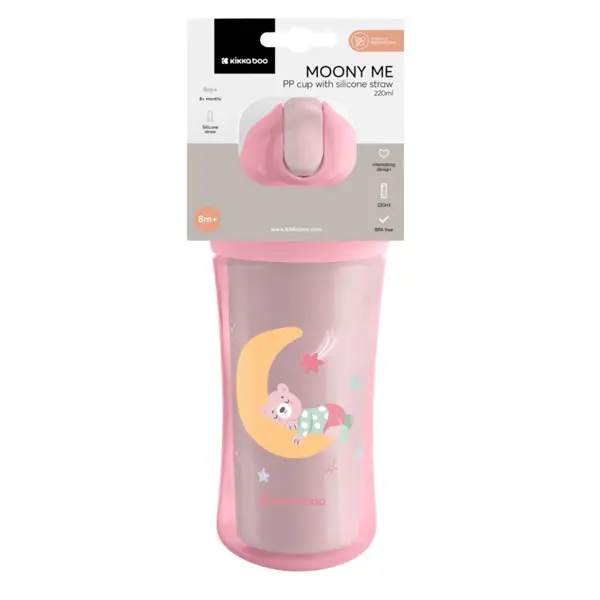 Kb Pp Šolja Sa Silikonskom Slamkom 220Ml,Moony Me Pink
