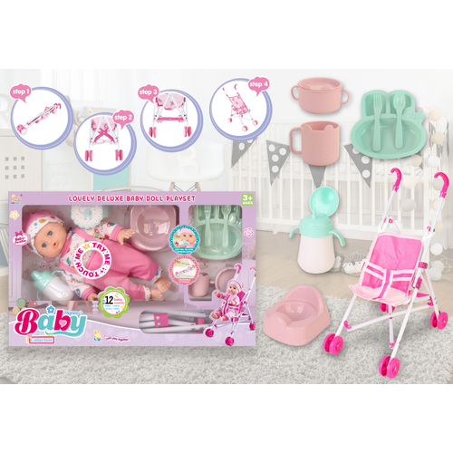 Lutka sa kolicima, pelenama i dodacima