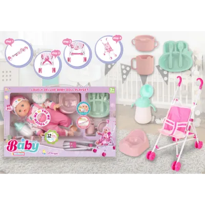 Lutka sa kolicima, pelenama i dodacima